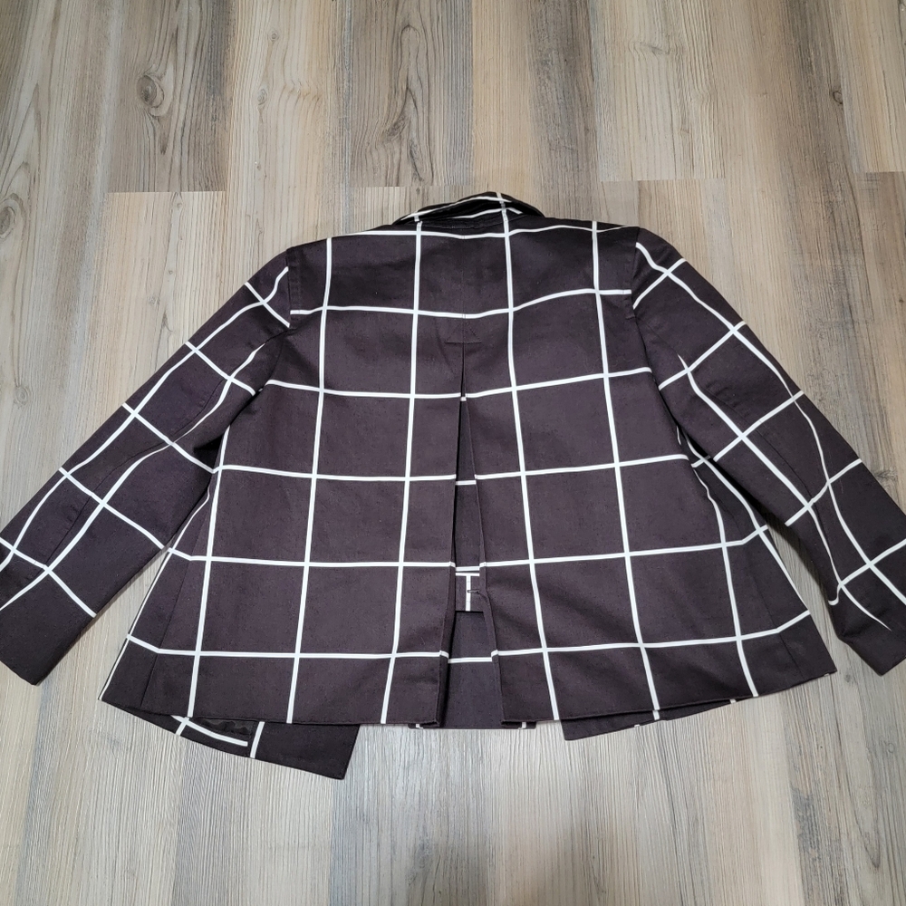 Lauren Ralph Lauren Brown Jacket/Blazer with White Line Petite Medium Lined - Picture 3 of 9